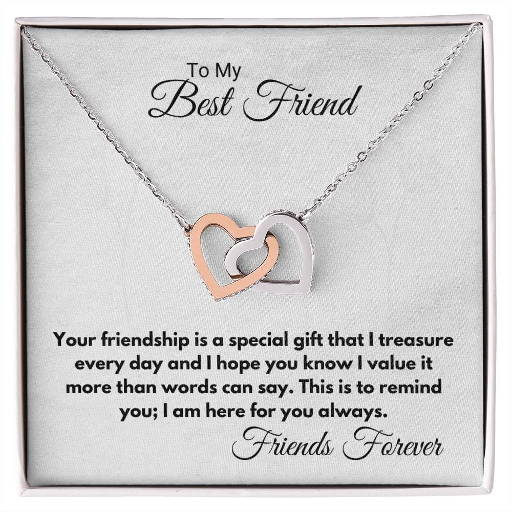 Friendship Special Gift That I Treasure Interlocking Hearts Necklace