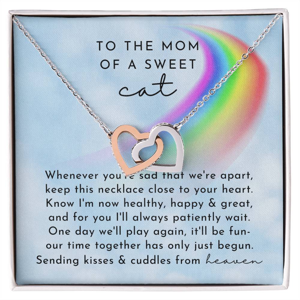 Cat Memorial Interlocking Hearts Necklace Day Rainbow Remembrance