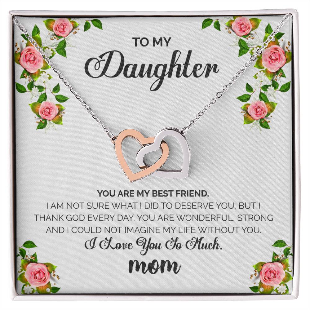 To My Daughter - I Love You So Much Necklace Interlocking Hearts Necklace