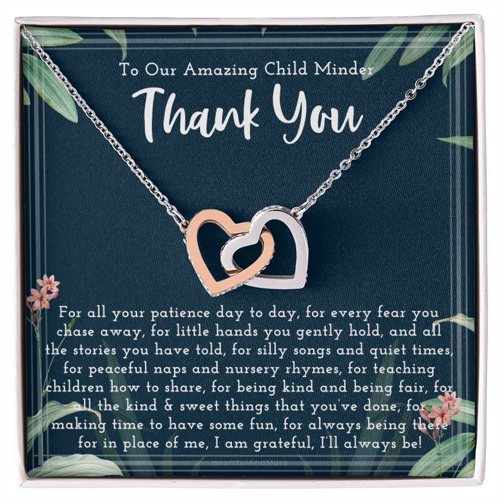 Thank You Gift For Child Minder Child Minder Appreciation Gift Child Minder Leaving Gift Childminder Christmas Gift Child Minder Necklace Interlocking Hearts Necklace
