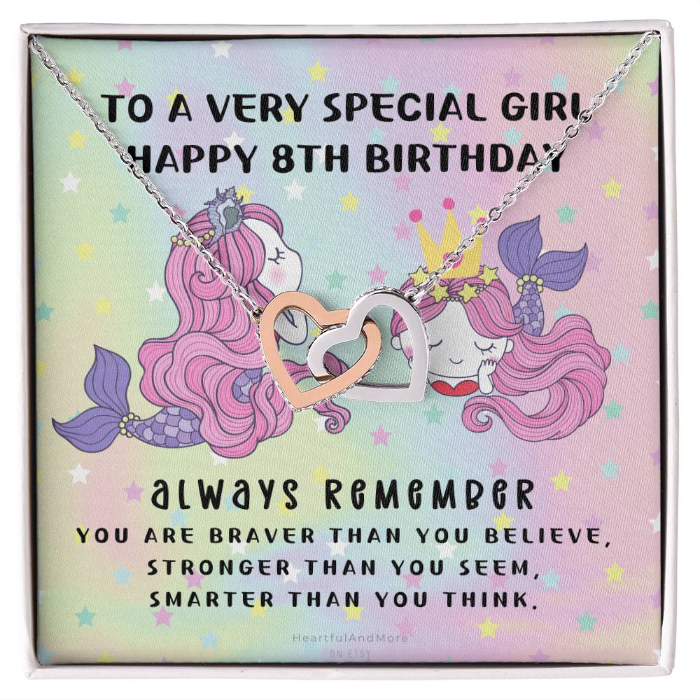 8Th Birthday Gift 8Th Birthday Necklace Gift Happy 8Th Birthday Gift Gift For 8 Year Birthday Girl Interlocking Hearts Necklace