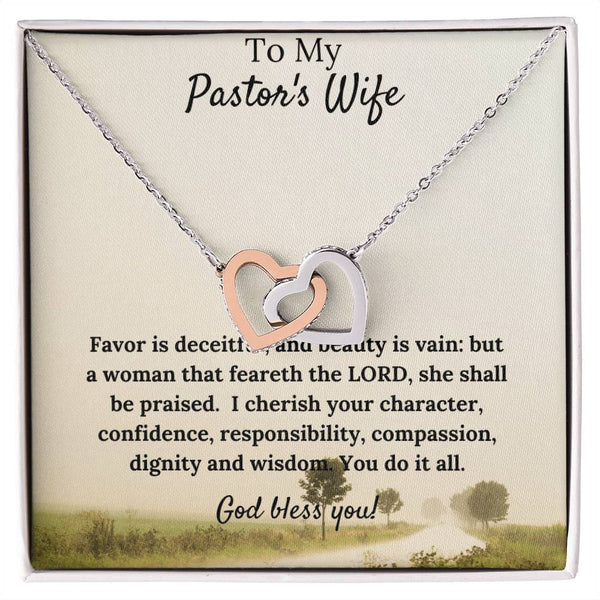 Gorgeous Two Hearts Necklace Pastor'S Wife Gift Interlocking Hearts Necklace