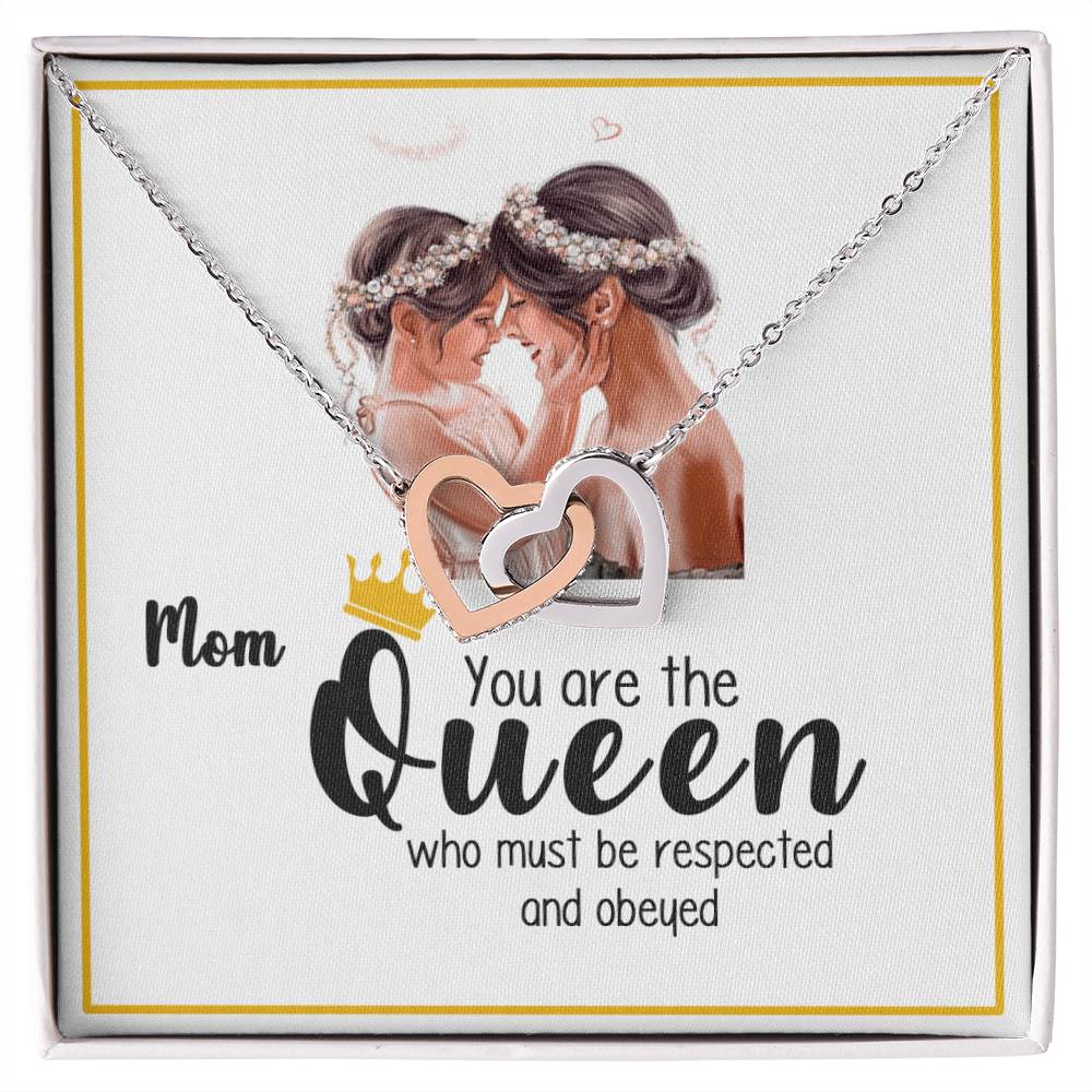Mothers Day Gift - Gift From Daughter Son Interlocking Hearts Necklace