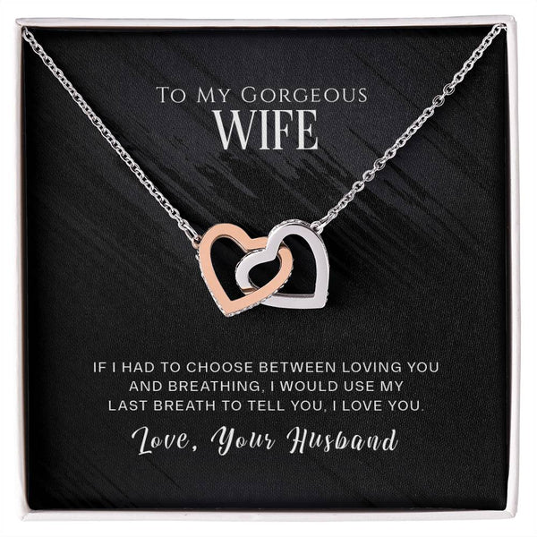 Interlocked Heart Necklace - For Wife Interlocking Hearts Necklace