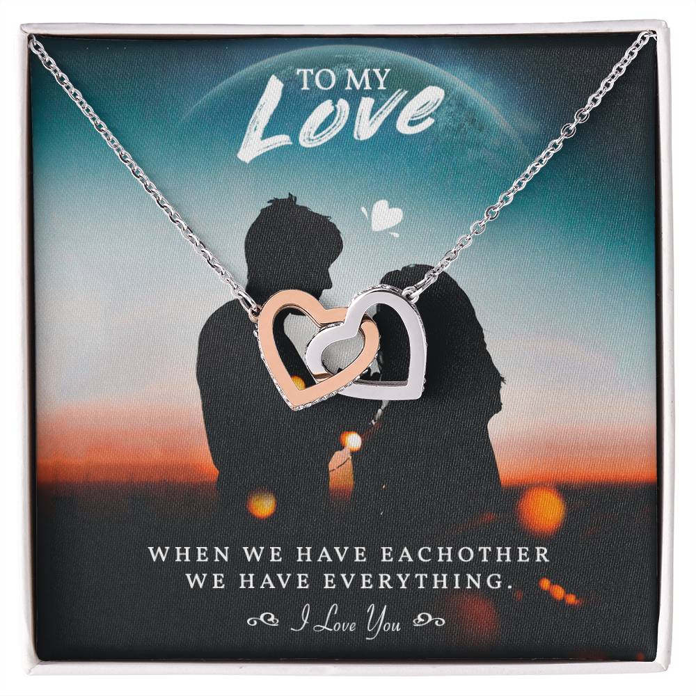 To My Love Necklace For Soulmate Jewelry For Soulmate Romantic Meaningful Valentine’S Day Gift Anniversary Birthday Gift For Her Interlocking Hearts Necklace