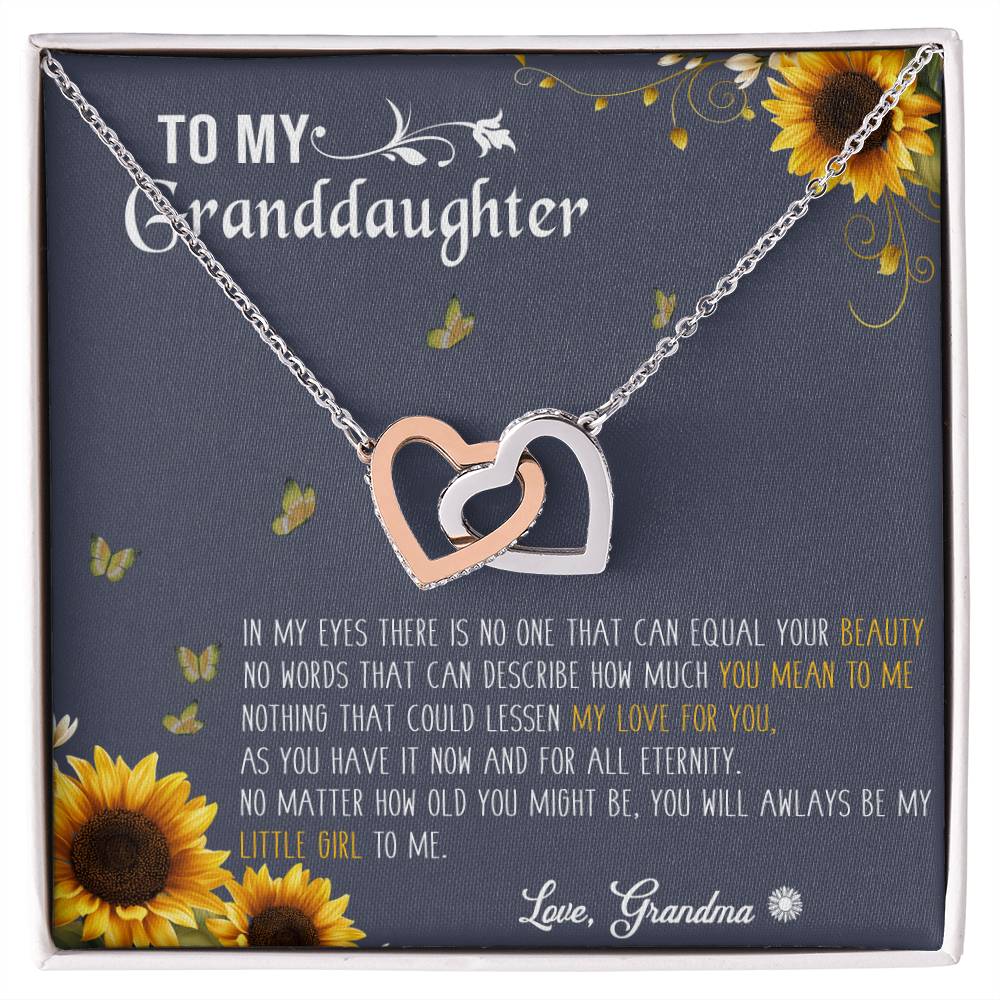 To My Granddaughter Interlocking Hearts Necklace Message Card