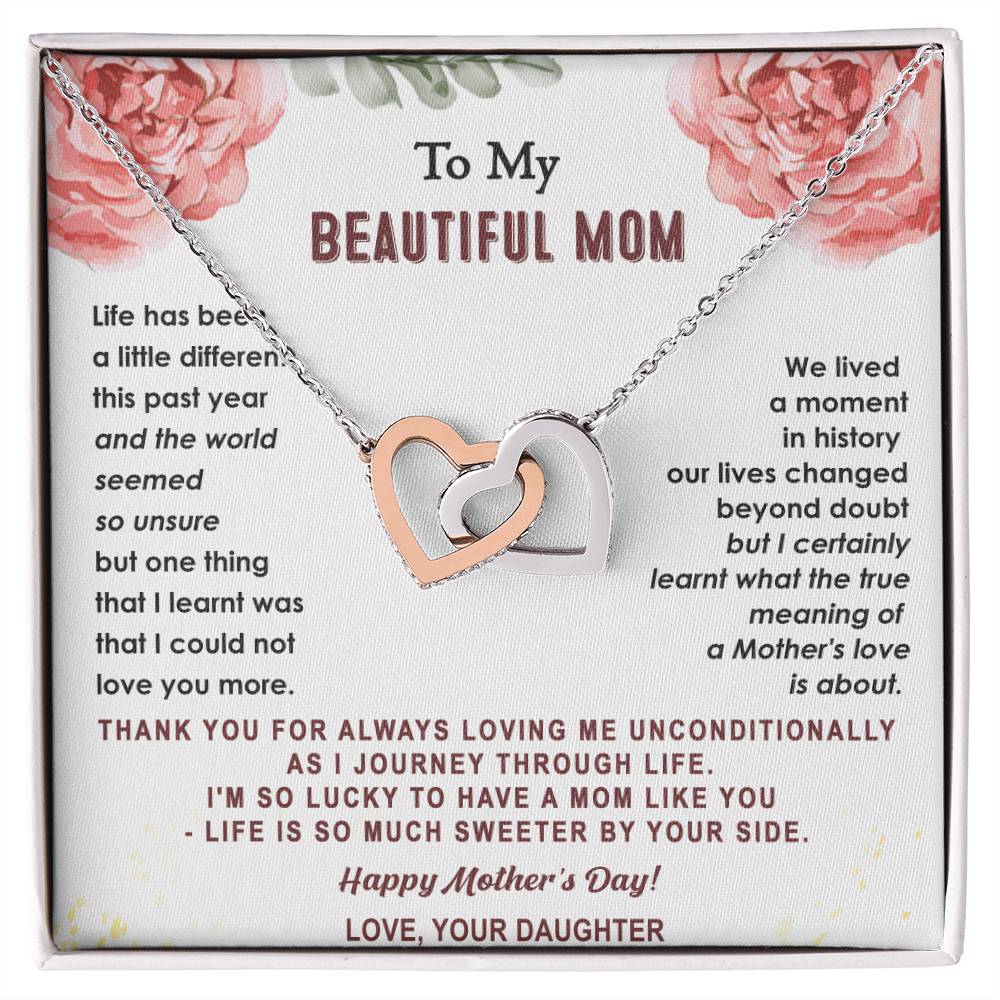 Gift For Mom - True Meaning Of A Mother&#39;S Love - Interlocking Interlocking Hearts Necklace