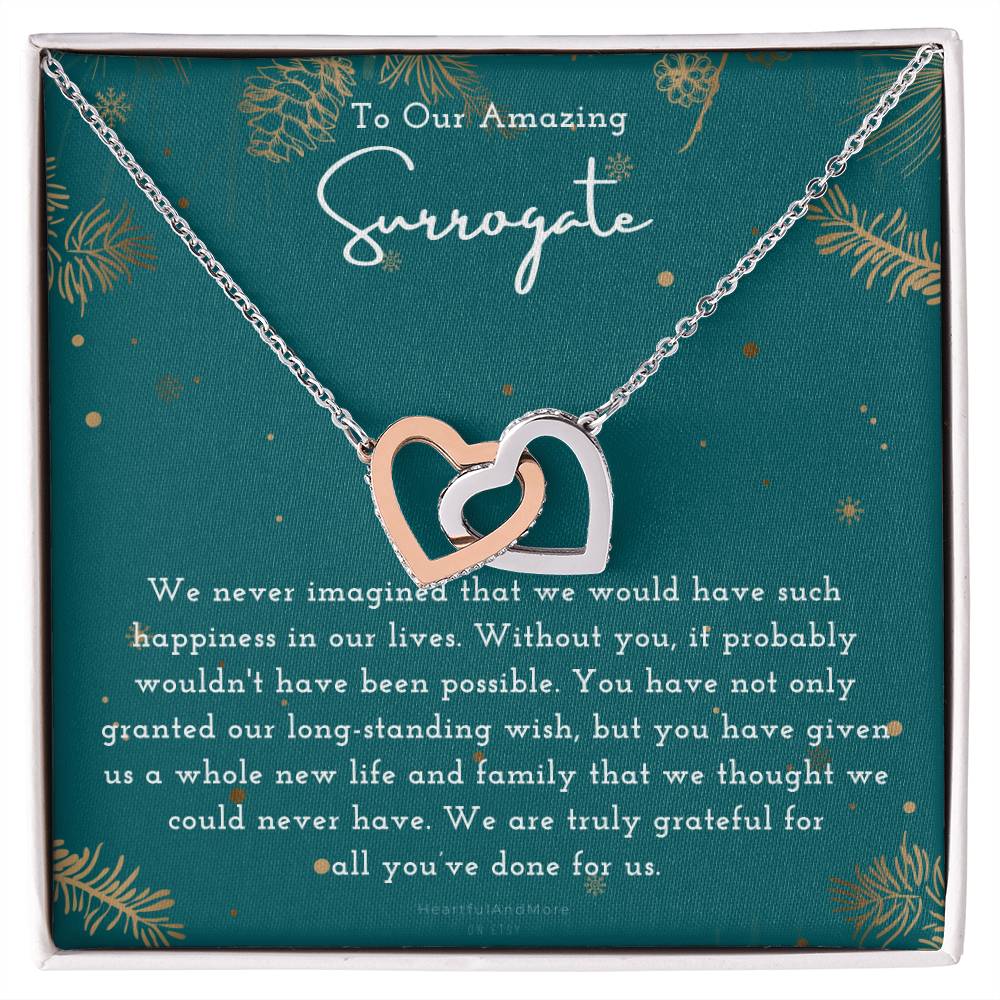 Surrogate Appreciation Gift Surrogate Gift Surrogate Gift With Message Card Surrogate Transfer Day Thank You Gift Interlocking Hearts Necklace