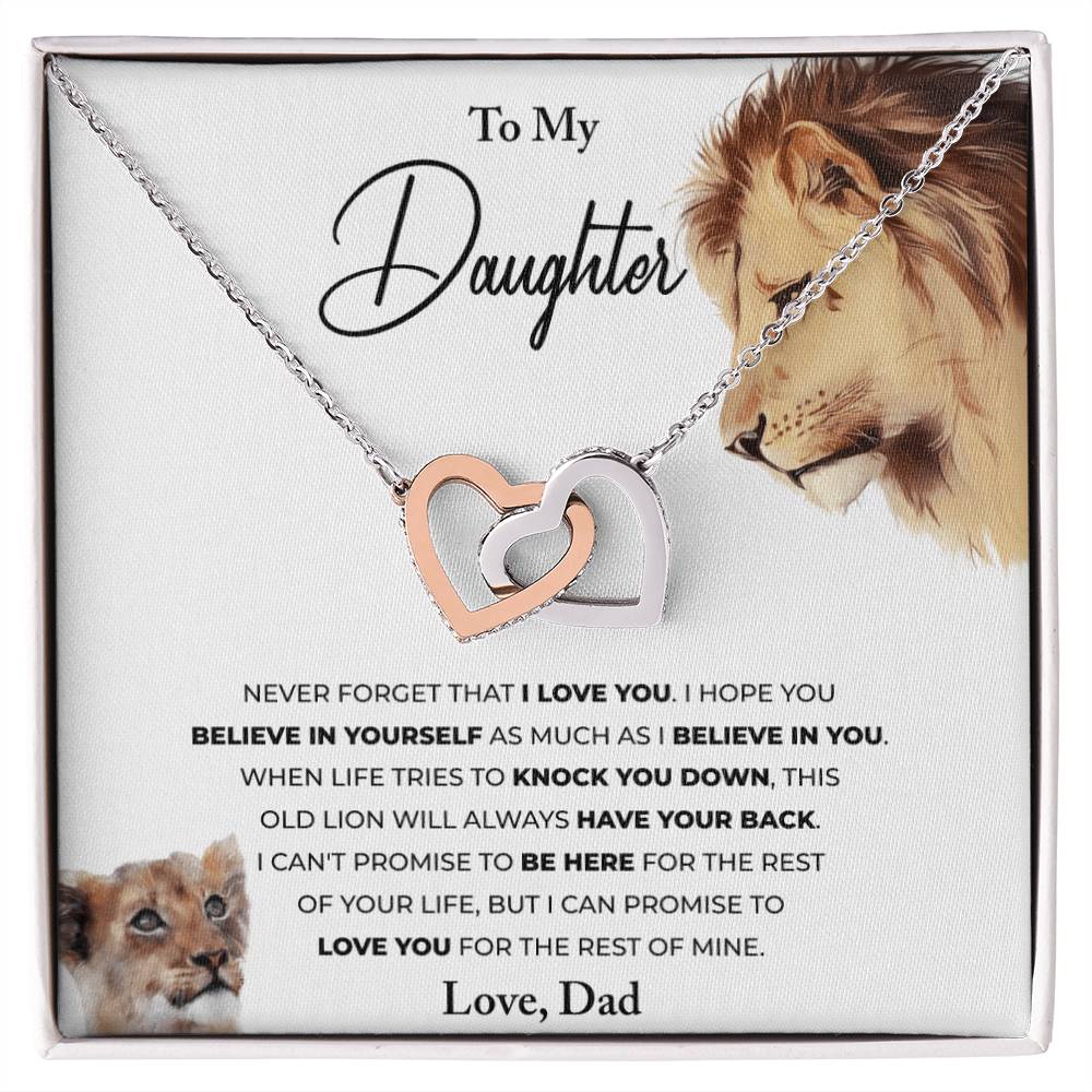 To My Daughter - This Old Lion - Hearts Necklace Interlocking Hearts Necklace