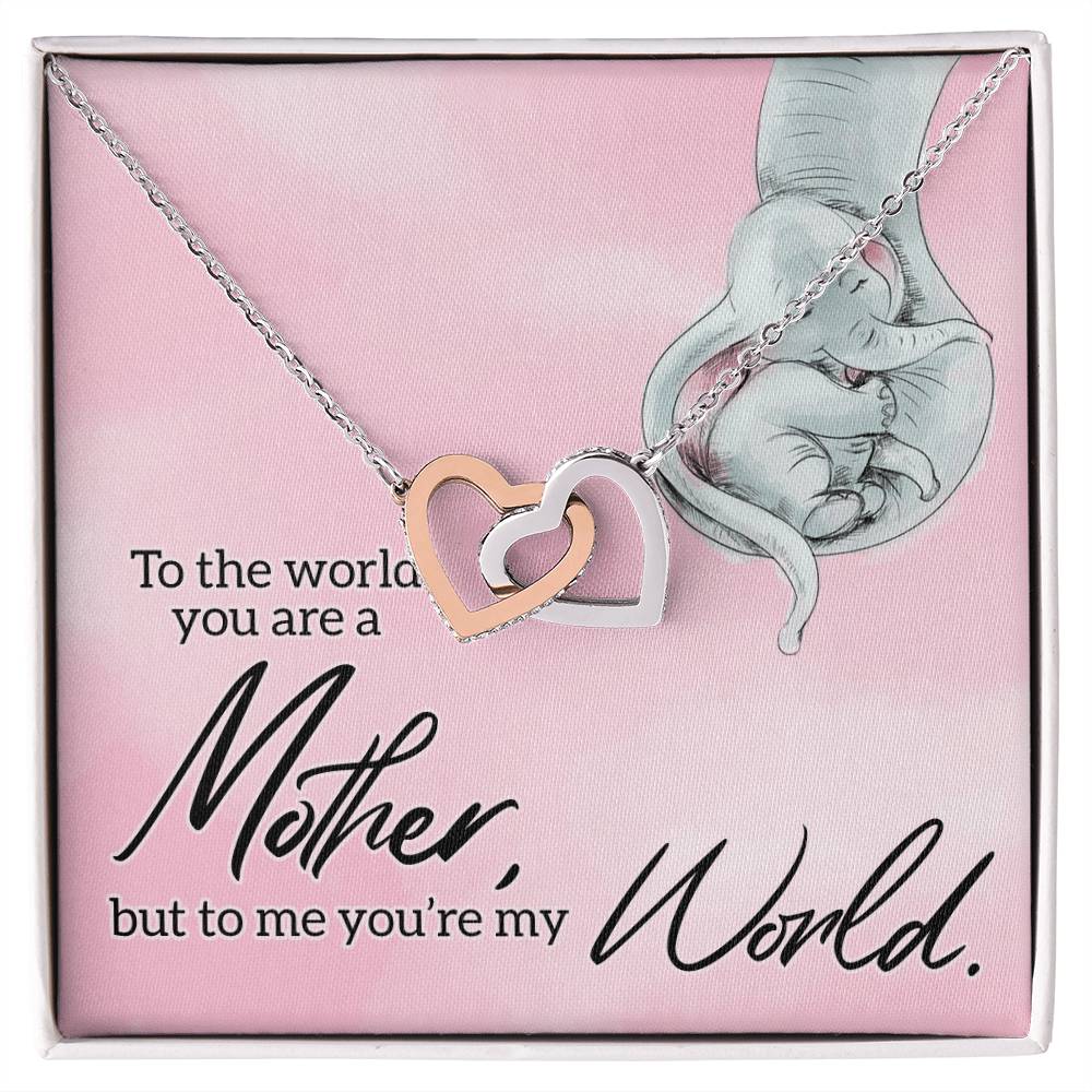 To My Mom World Love You Always Interlocking Hearts Necklace