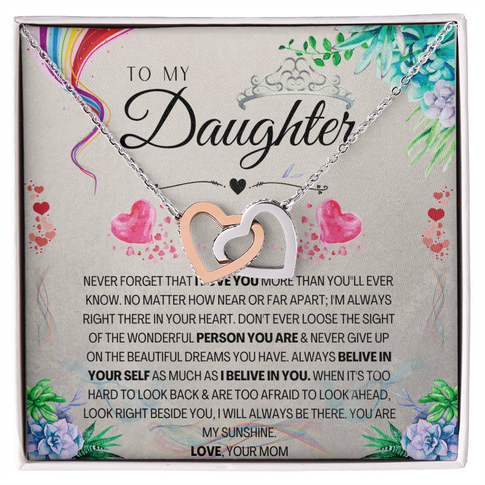 To My Daughter Interlocking Hearts Necklace
