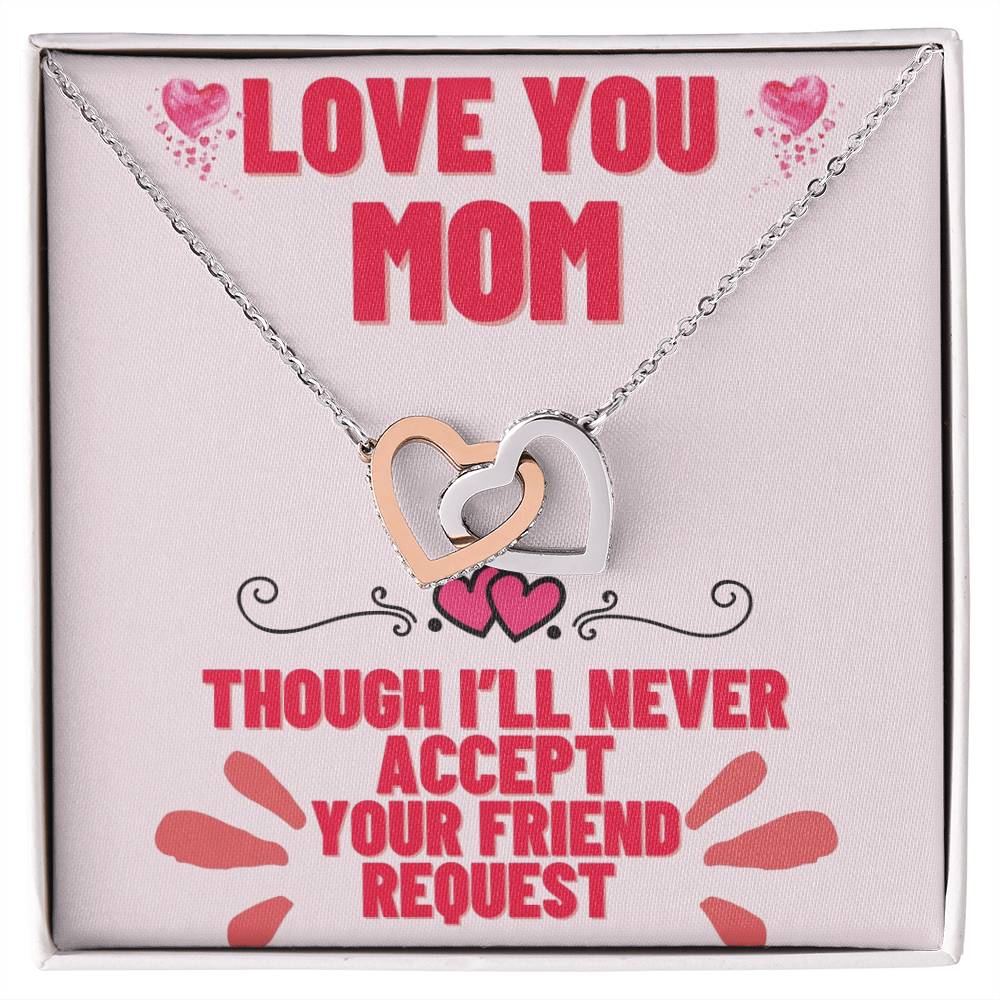 Mom’S Friend Request- Interlocking Hearts With Cubic Zirconia Interlocking Hearts Necklace