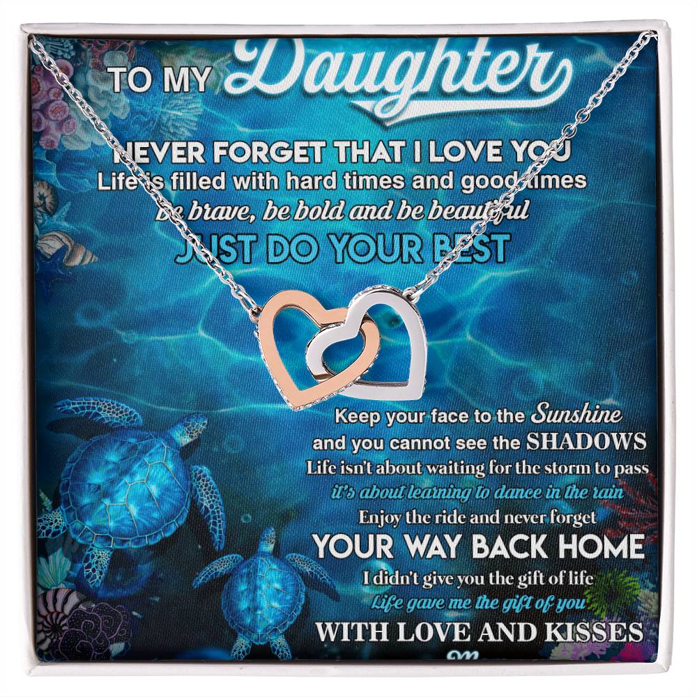To My Daughter From Mom Interlocking Hearts Necklace Message Card