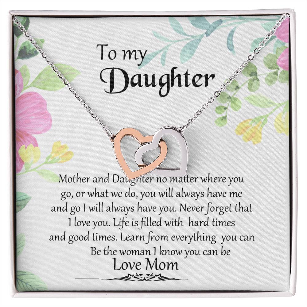 To My Daughter Interlocking Heart Neclace With Message Card Jewelry Gift From Mom To Daughter Interlocking Hearts Necklace