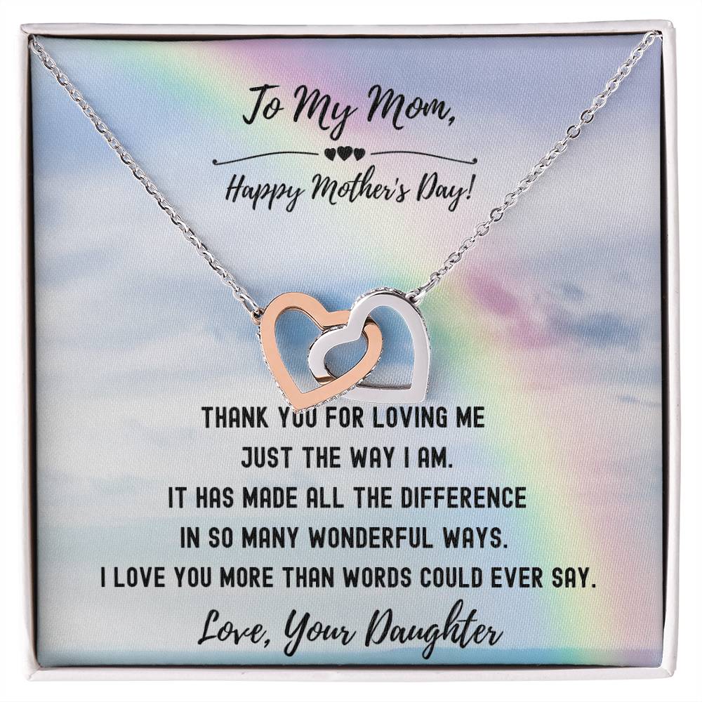 Thank You For Loving Me Mom - Hearts Necklace Interlocking Hearts Necklace