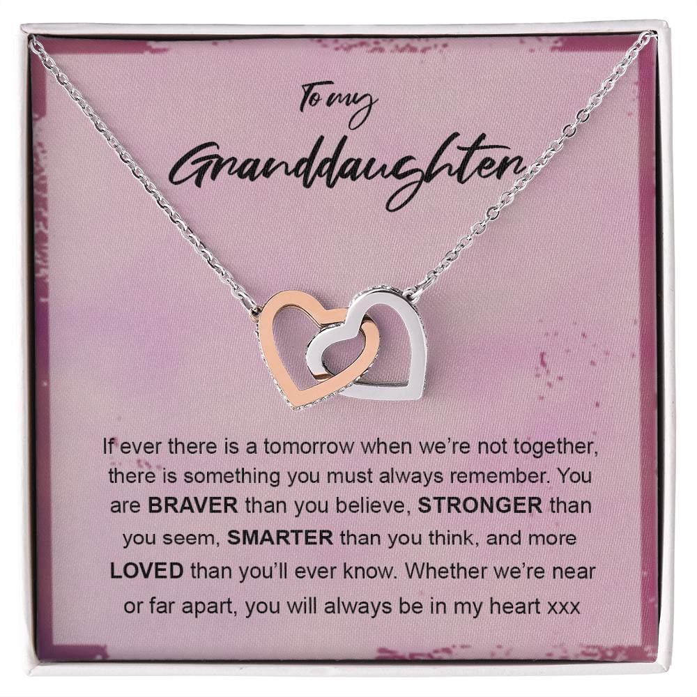 You&#39;Ll Always Be In My Heart Interlocking Hearts Necklace Gift For Granddaughter