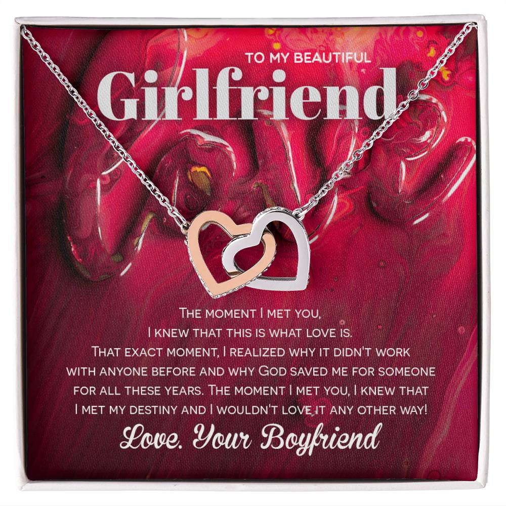 Two Hearts Necklace For Girlfriend - God Saved Me For You Interlocking Hearts Necklace