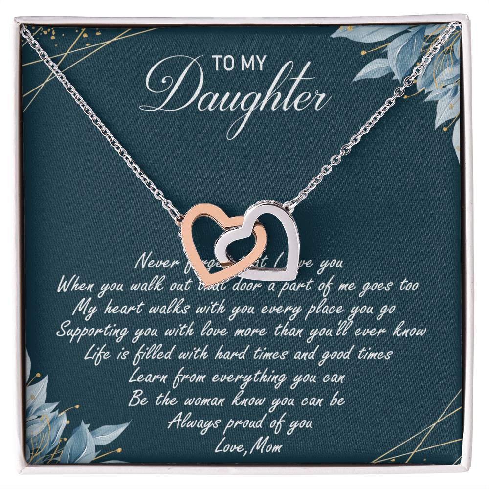 To My Daughter Interlocking Hearts Necklace Message Card