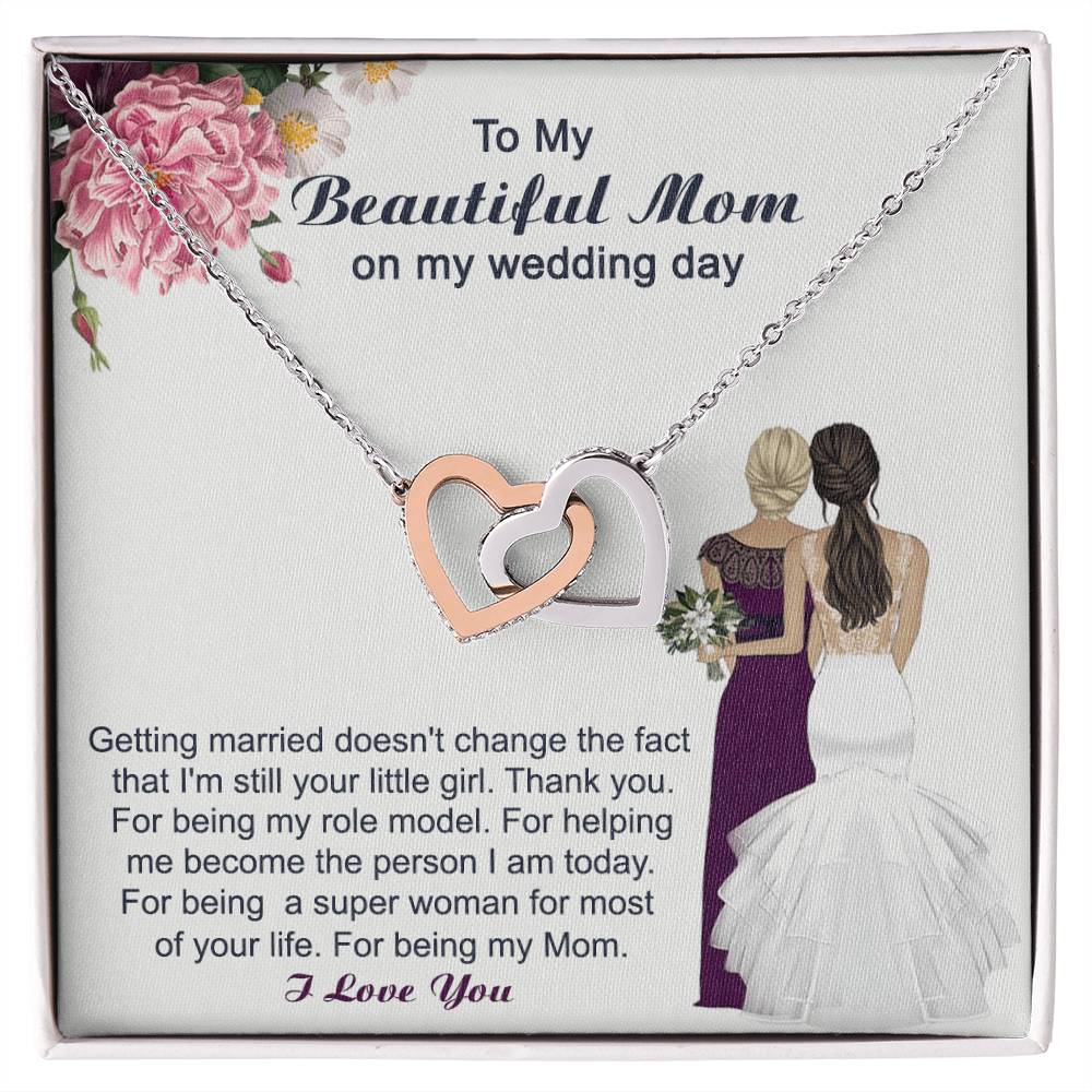 Mom Wedding Gift From Bride Mother - Necklace Interlocking Hearts Necklace
