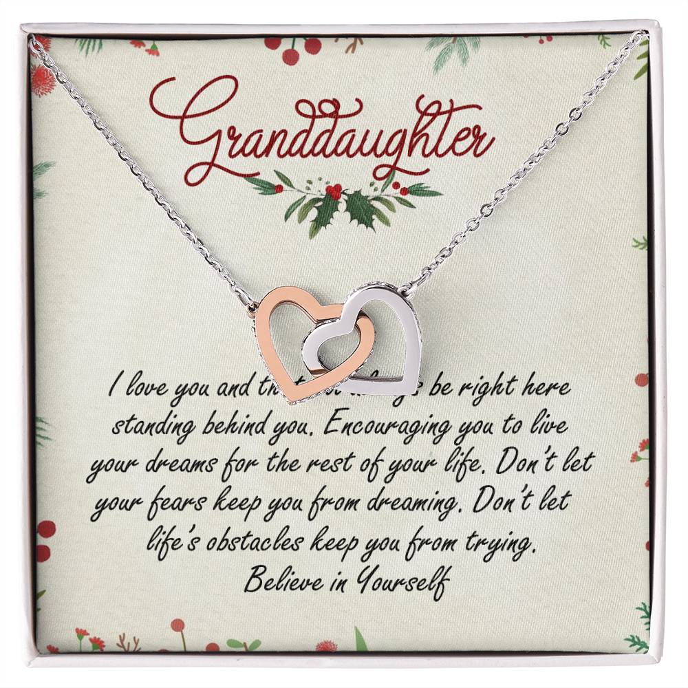 Granddaughter Interlocking Hearts Necklace Message Card