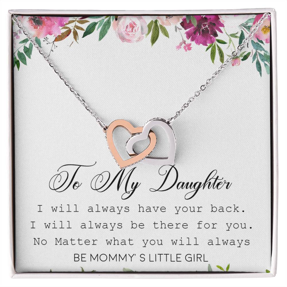 To My Daughter Interlocking Hearts Necklace Message Card