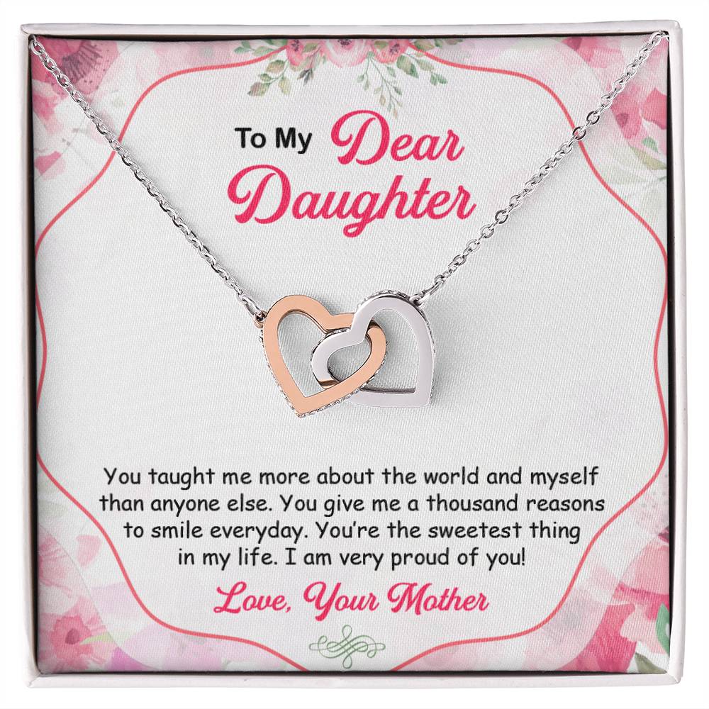 To My Dear Daughter Gift From Mother Interlocking Hearts Necklace