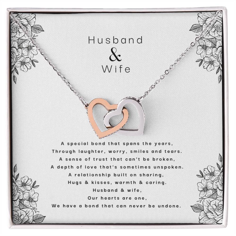 Husband &amp; Wife - An Unbreakable Bond Interlocking Hearts Necklace