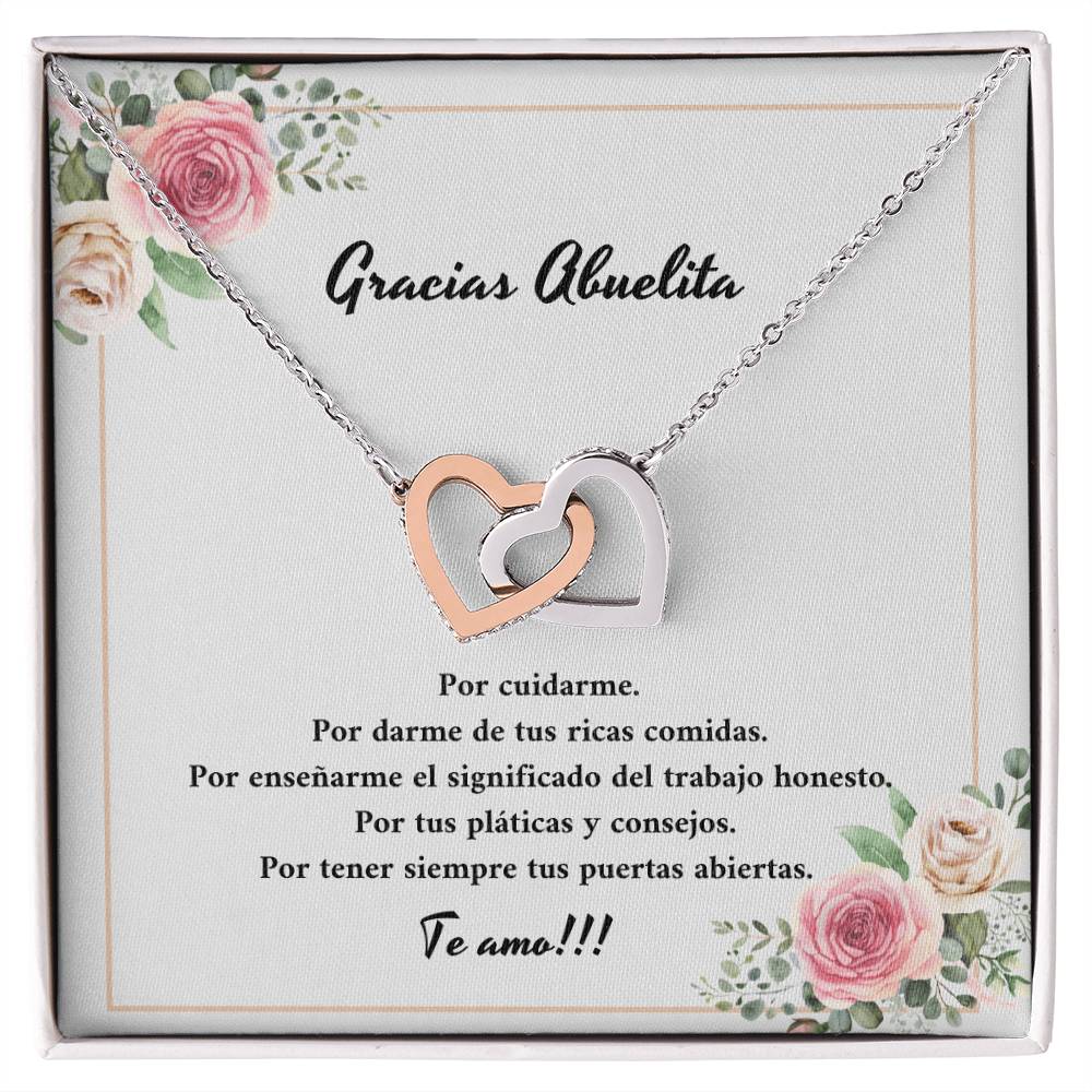 Gracias Abuelita Por Cuidarme Por Darme De Tus Ricas Comidas Interlocking Hearts Necklace