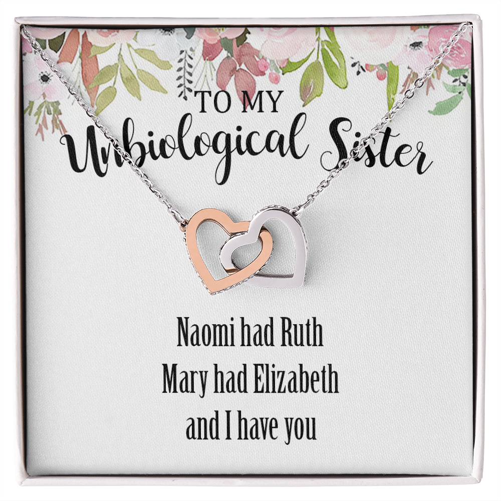 Unbiological Sister Interlocking Hearts Necklace