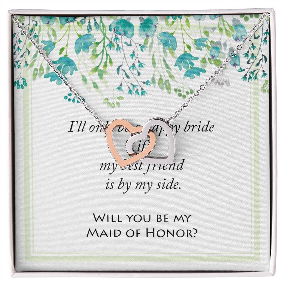 Will You Be My Maid Of Honor Bridal Wedding Jewelry Interlocking Hearts Necklace