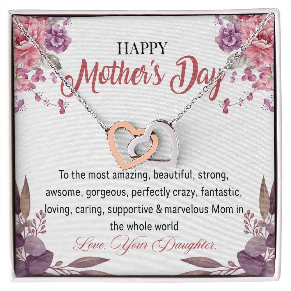 Interlocking Hearts Happy Mother&#39;S Day To The Most Amazing Mom Interlocking Hearts Necklace