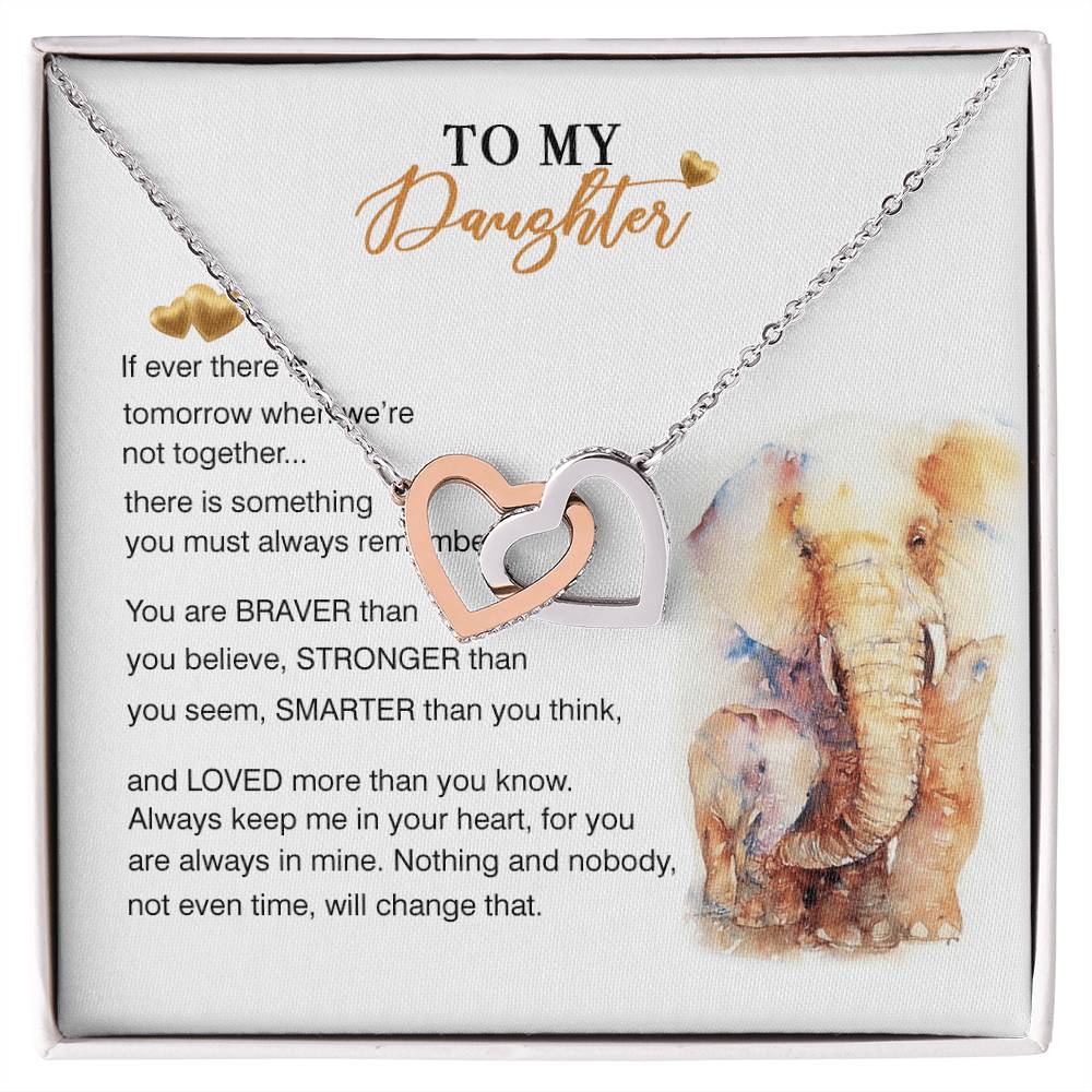 To My Daughter Necklace From Elephant Mom Interlocking Hearts Necklace