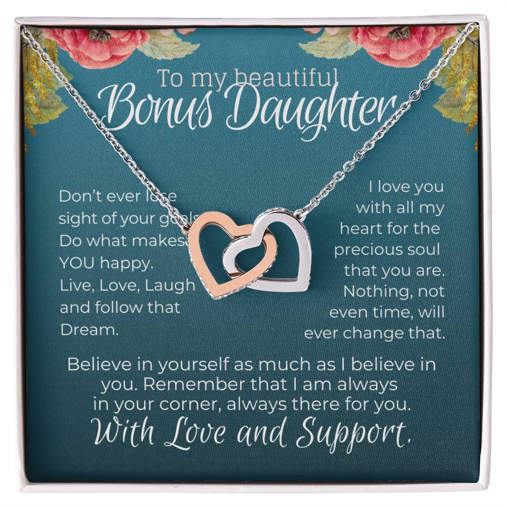 Stepdaughter Love & Support Gift From Stepmom Step Dad - Hearts Interlocking Hearts Necklace
