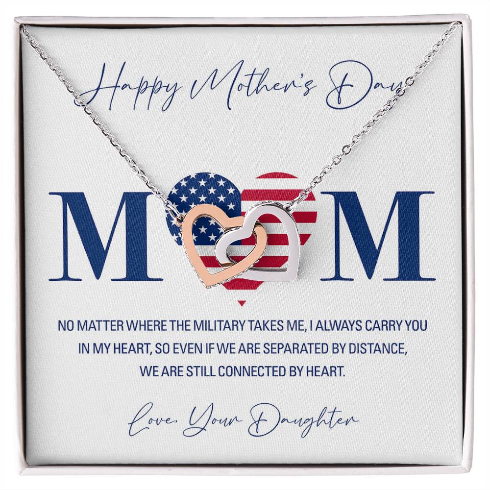 Military Daughter Carry You In My Heart Mother'S Day Necklace Interlocking Hearts Necklace