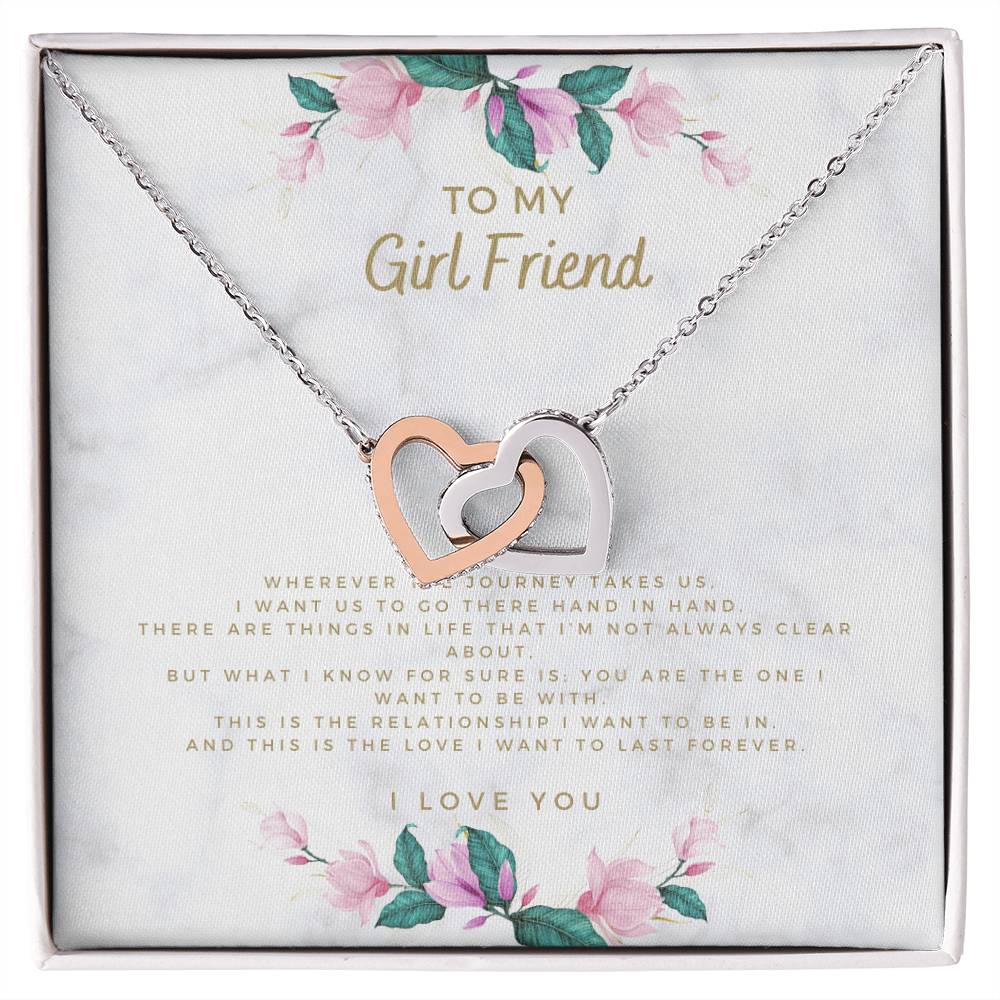 Wherever The Journey Takes Us Necklace Gift For Girlfriend From Boyfriend Interlocking Hearts Necklace