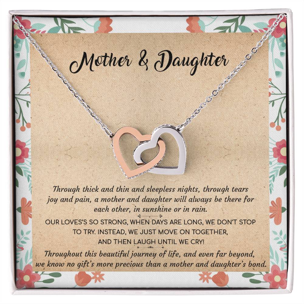 Gift For Mom - Mother &amp; Daughter - Interlocking Interlocking Hearts Necklace