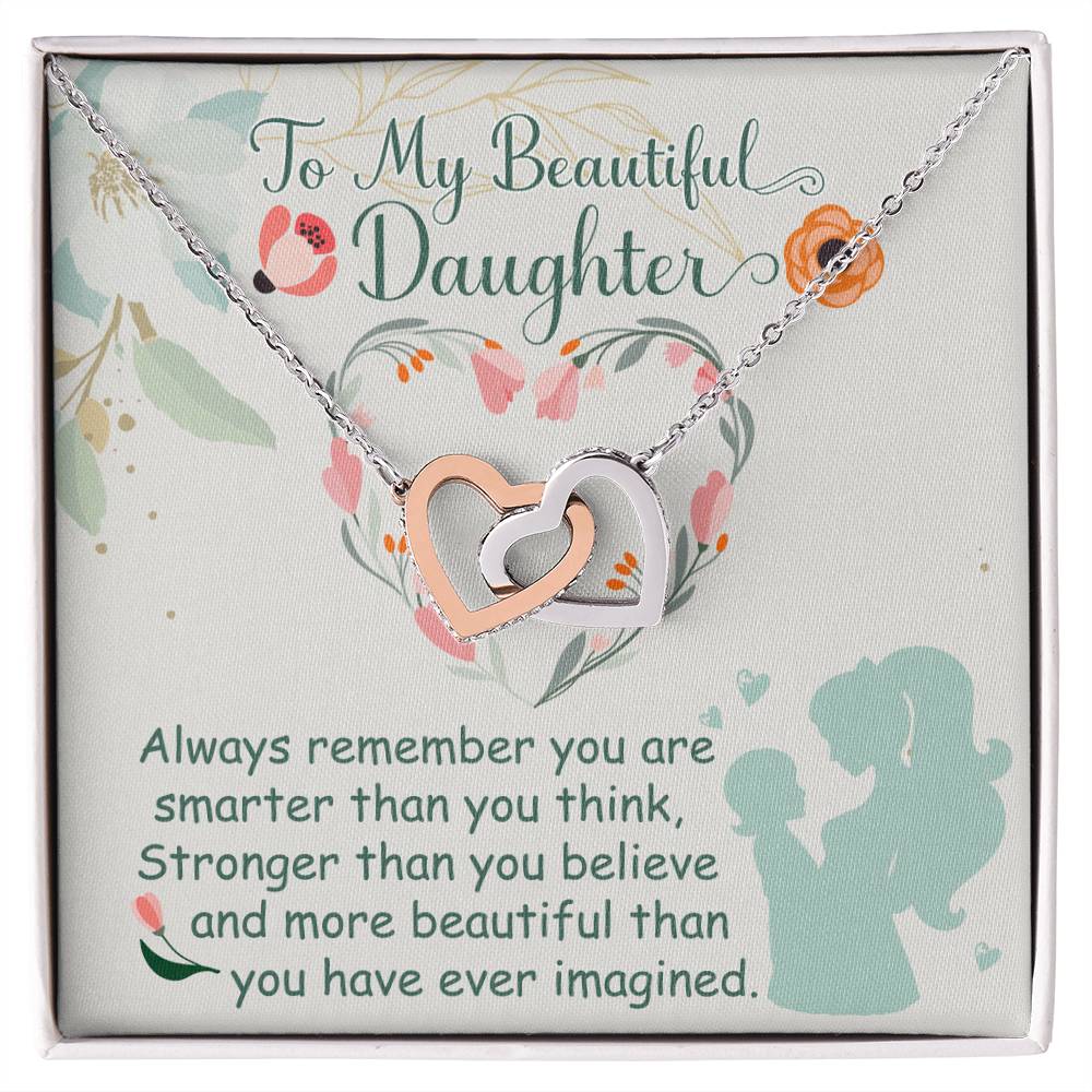 To My Beautiful Daughter Necklace To Daughter From Mom Interlocking Hearts Necklace