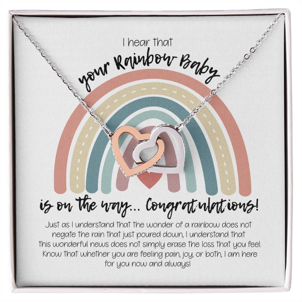 Rainbow Baby Necklace Interlocking Hearts Necklace
