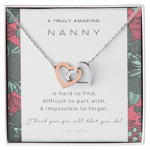 Nanny Appreciation Necklace Gift Nanny Thank You Gift Thank You Nanny Gift For Nanny Leaving A Truly Amazing Babysitter Gift Best Nanny Interlocking Hearts Necklace