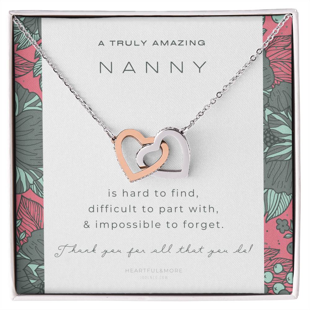 Nanny Appreciation Necklace Gift Nanny Thank You Gift Thank You Nanny Gift For Nanny Leaving A Truly Amazing Babysitter Gift Best Nanny Interlocking Hearts Necklace