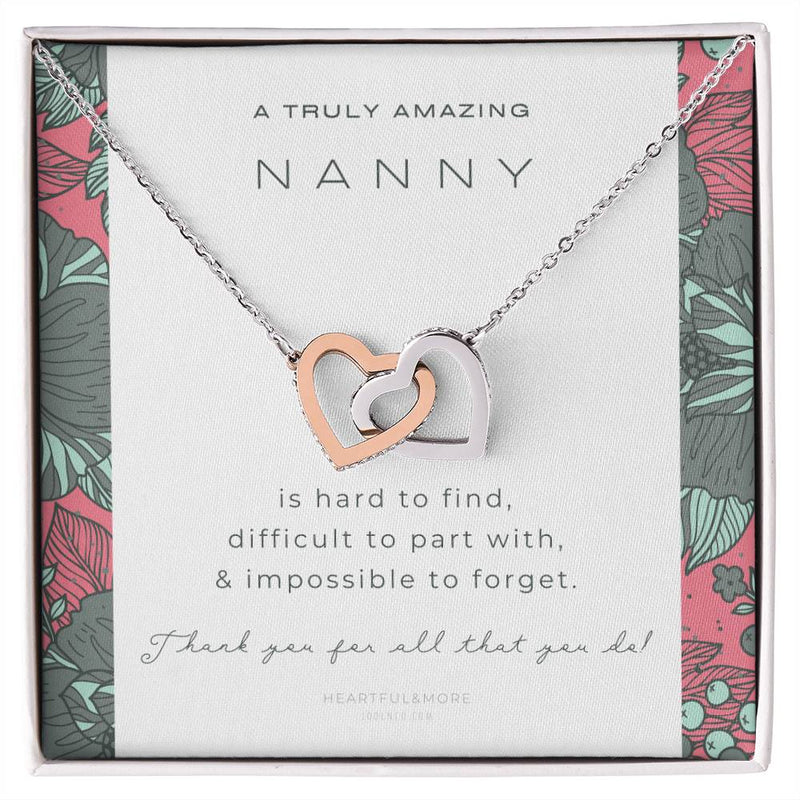 Nanny Appreciation Necklace Gift Nanny Thank You Gift Thank You Nanny Gift For Nanny Leaving A Truly Amazing Babysitter Gift Best Nanny Interlocking Hearts Necklace