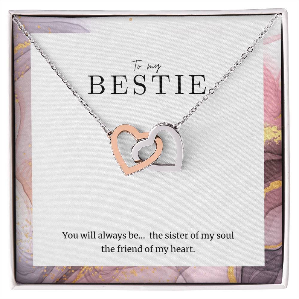 To My Bestie Interlocked Heart Necklace Interlocking Hearts Necklace