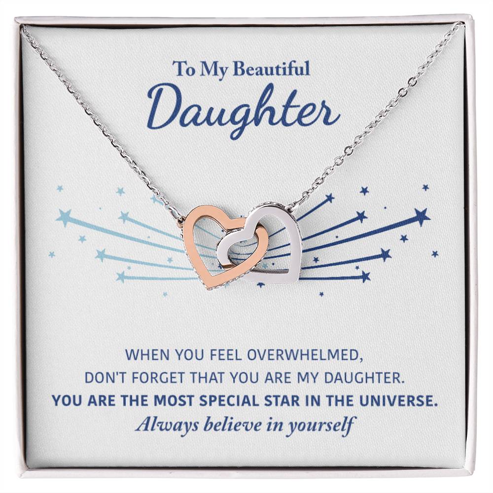 My Beautiful Daughter - Keep Me In Your Heart - Interlocking Heart Necklace Interlocking Hearts Necklace