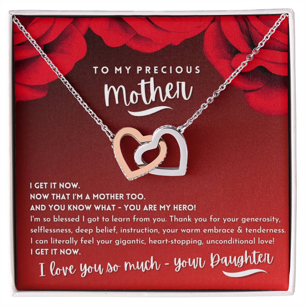 To My Precious Mother From Daughter - Never-Ending Love Necklace Interlocking Hearts Necklace