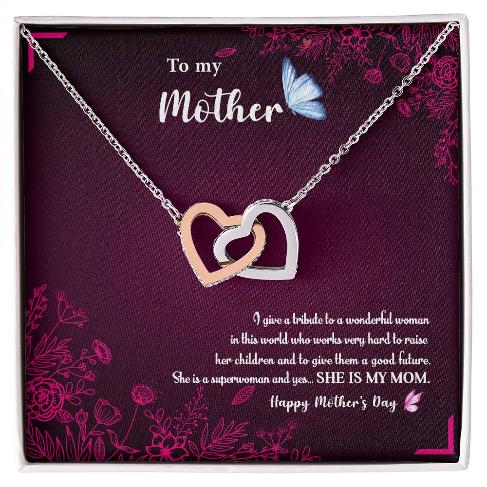 To My Mom Interlocking Hearts Necklace