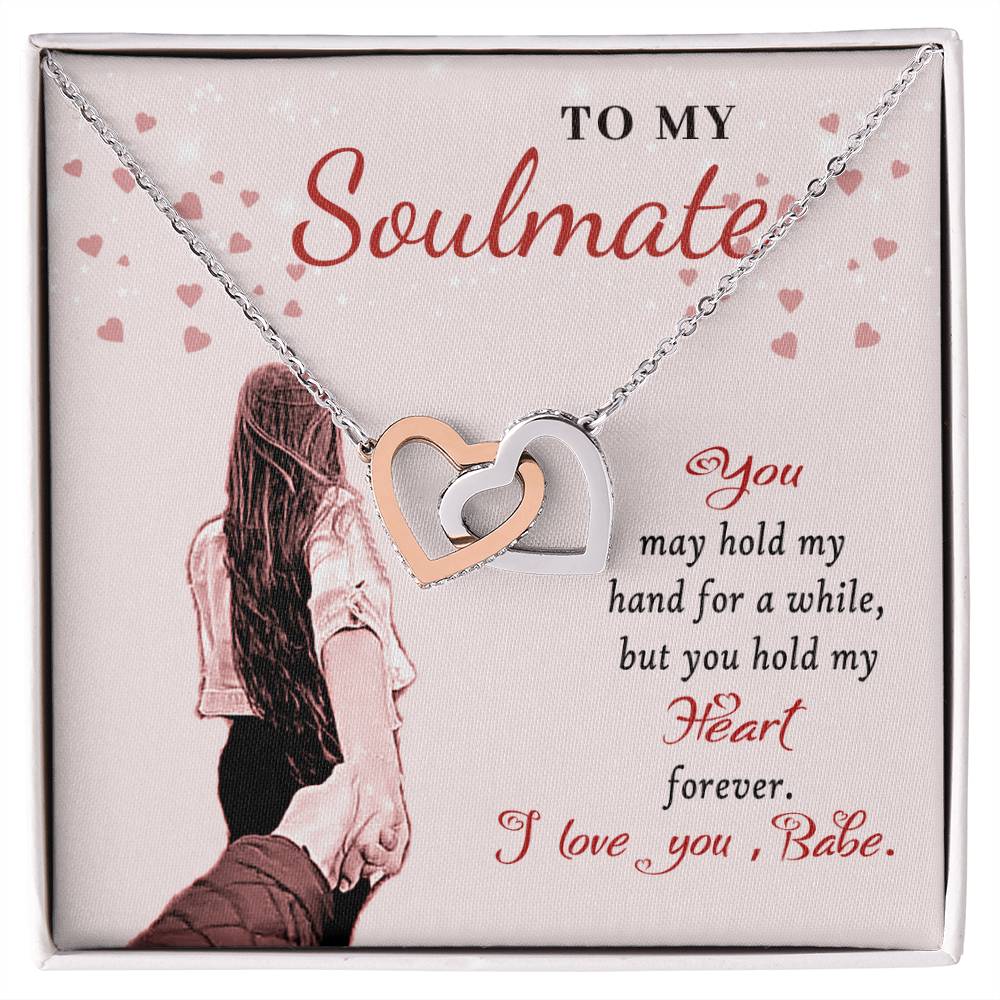 To My Soulmate - Interlocking Necklace - I Love You Babe Interlocking Hearts Necklace