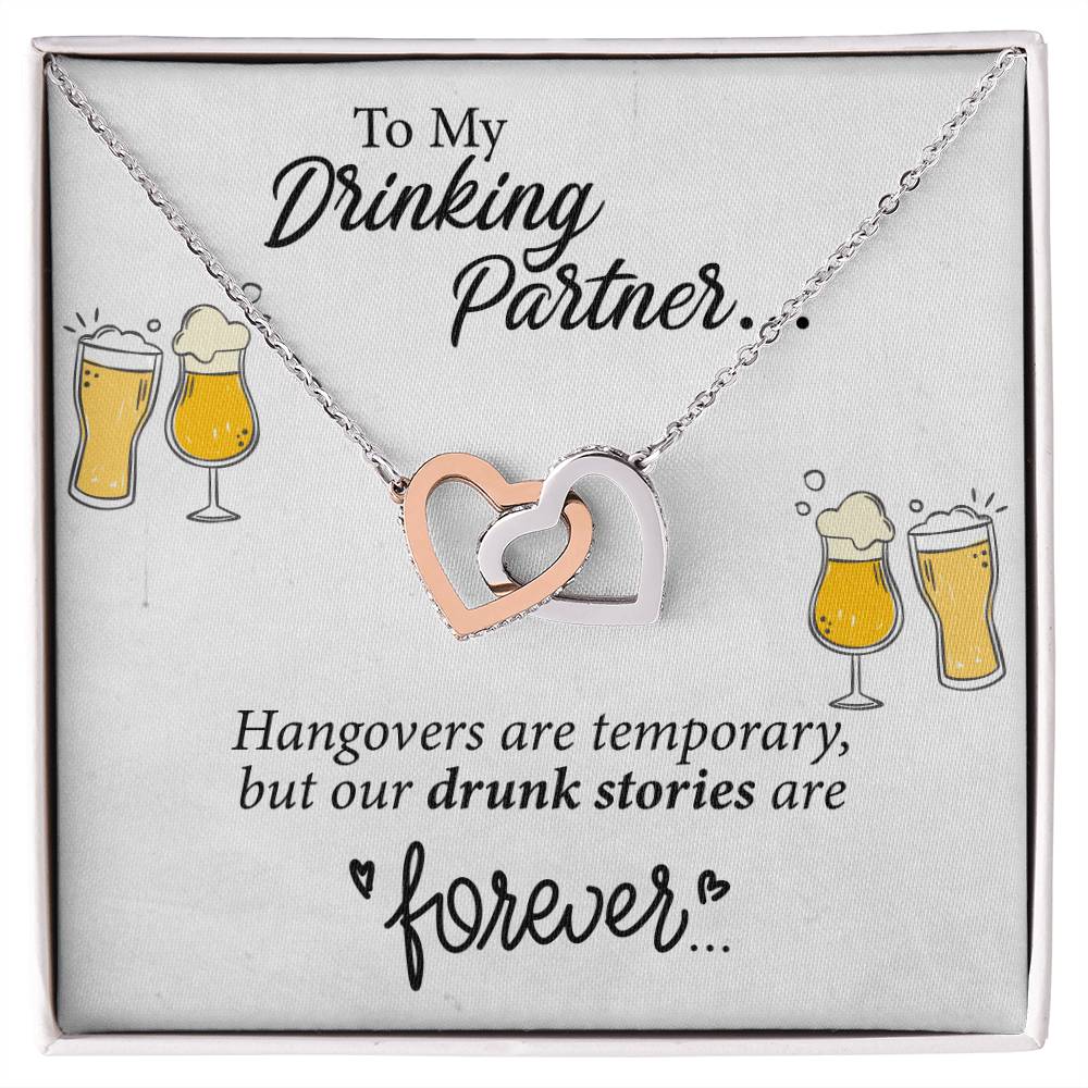 To My Beer Drinking Partner Interlocking Hearts Necklace