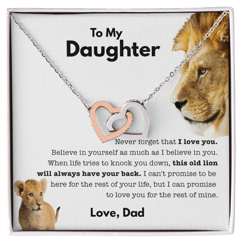 To My Daughter - Old Lion - Necklace Interlocking Hearts Necklace