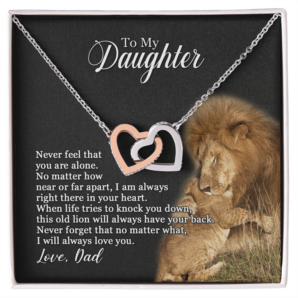 To My Daughter - I Will Always Love You - Necklace Mb Interlocking Hearts Necklace