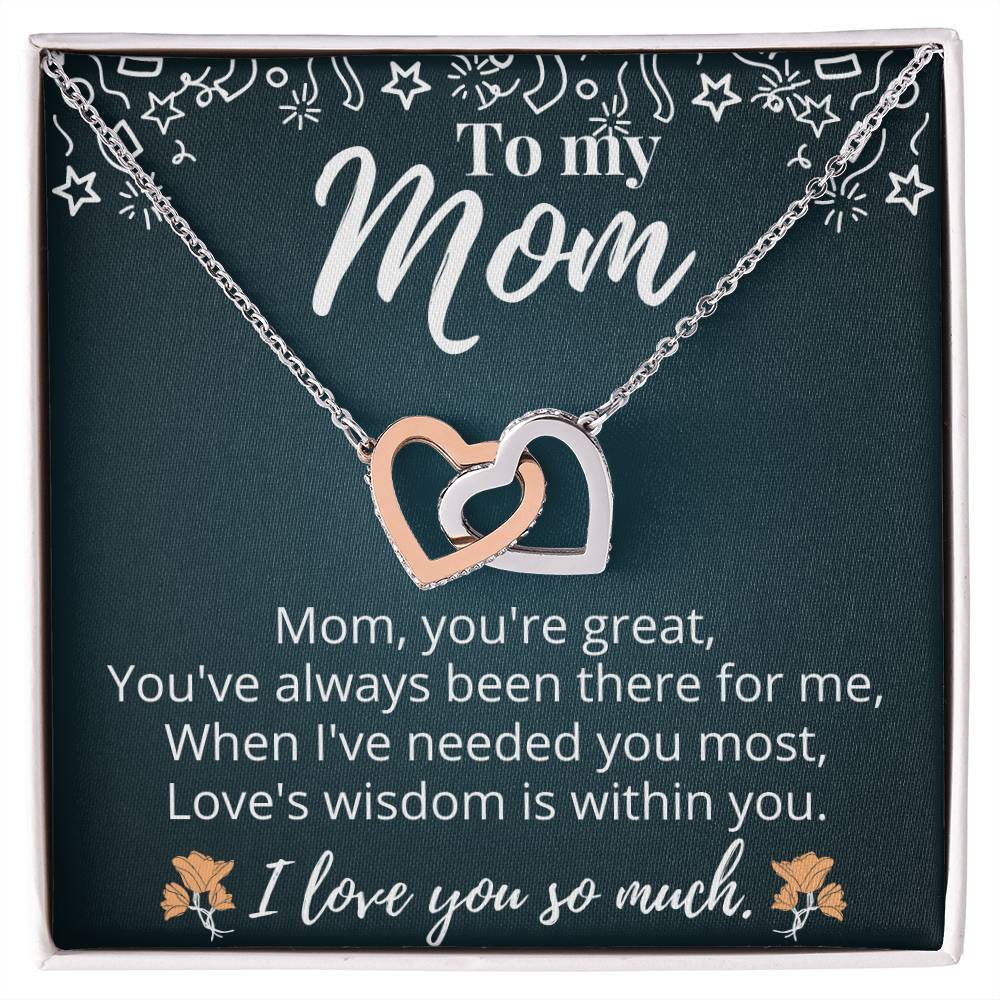 Mother&#39;S Day Gift- Forever Together Love - Never-Ending Love Cubic Zirconia Stones Interlocking Hearts Necklace